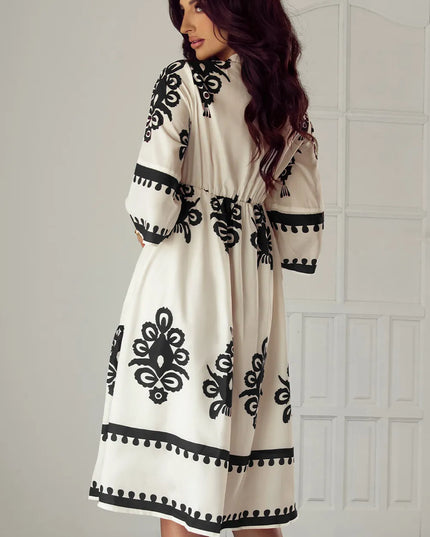Printed Half Sleeve Knee Length Dress