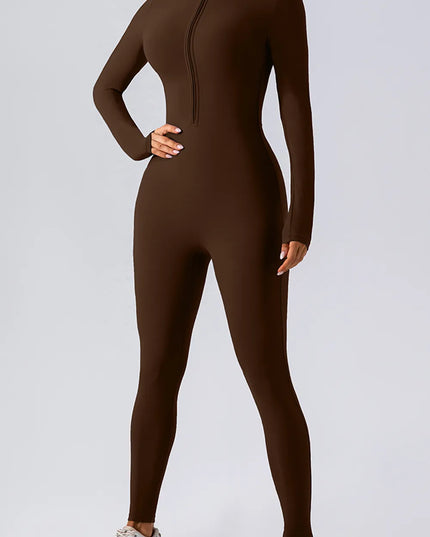 Half Zip Mock Neck Active Jumpsuit 