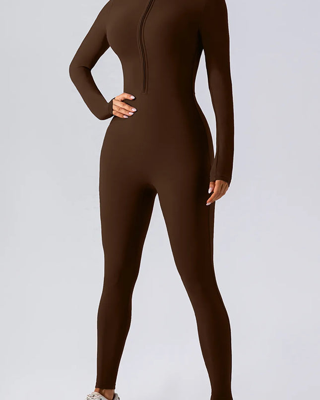 Half Zip Mock Neck Active Jumpsuit 