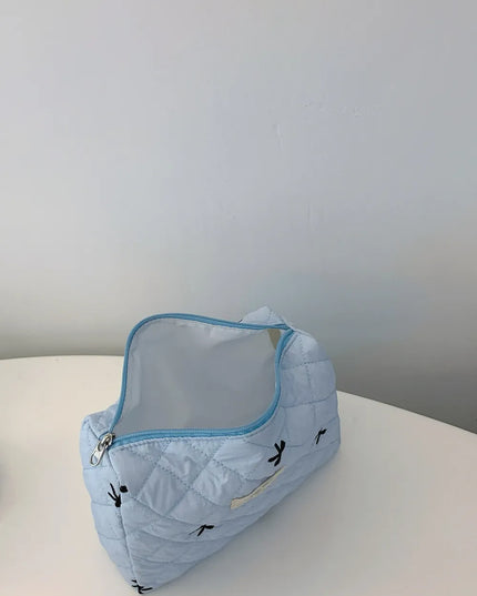 Bow Embroidered Quilted Storage Bag