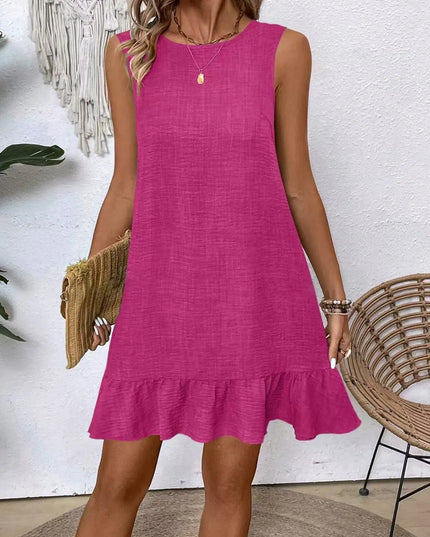 Ruffled Hem Round Neck Sleeveless Dress 