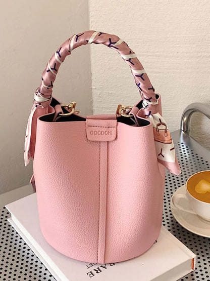 Bucket Crossbody Bag with Scarf Accent