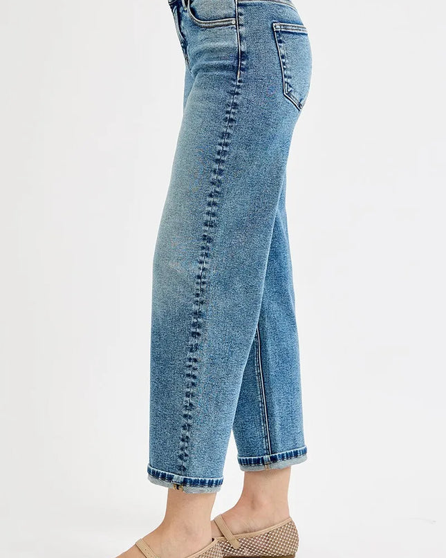 RISEN Full Size High Rise Crop Boyfriend Jeans Plus Size