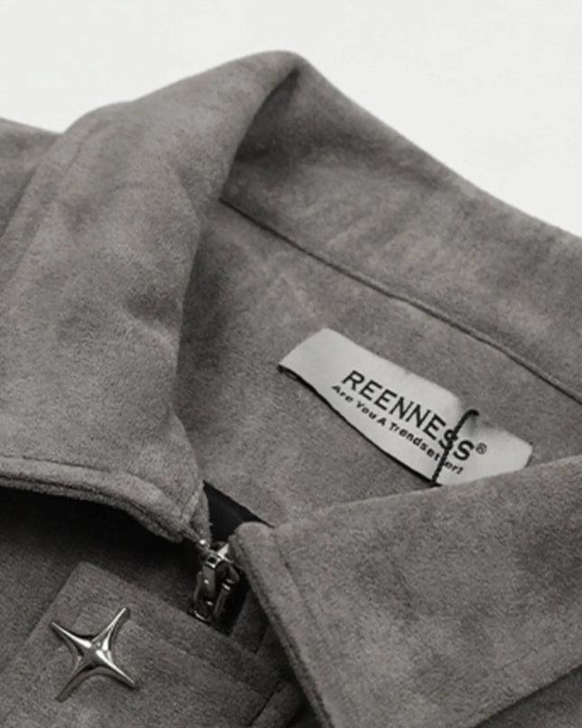 Men's Collared Neck Long Sleeve Jacket