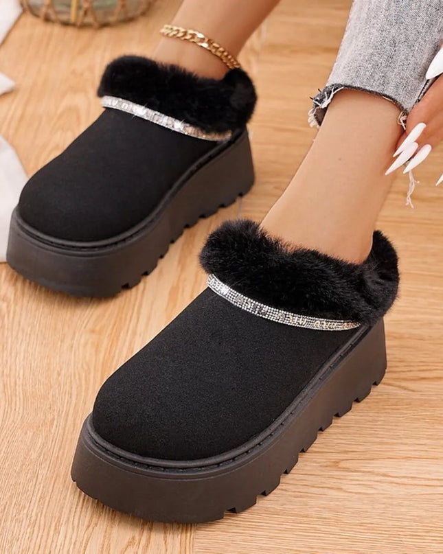 Round Toe Platform Boots Black