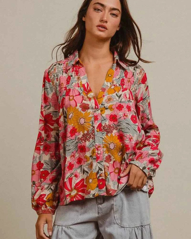 BiBi Woven Floral Printed Shirt Top