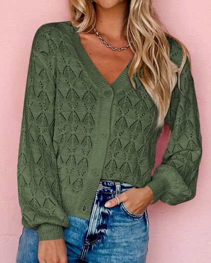 Openwork Button Up Cardigan