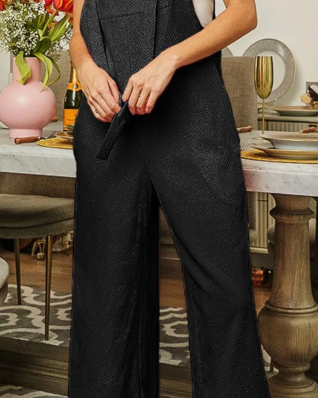 BiBi Textured Jacquard Jumpsuit with Side Pockets