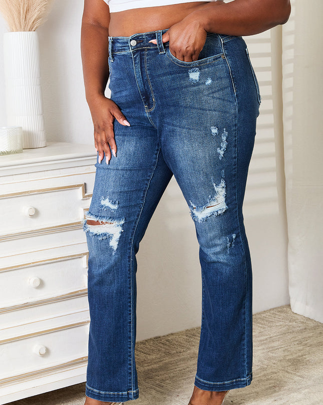 Judy Blue Full Size Mid Rise Hand Sand & Destroy Bootcut Jeans