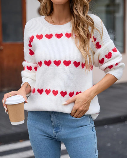 Angel Wings Heart Round Neck Long Sleeve Sweater