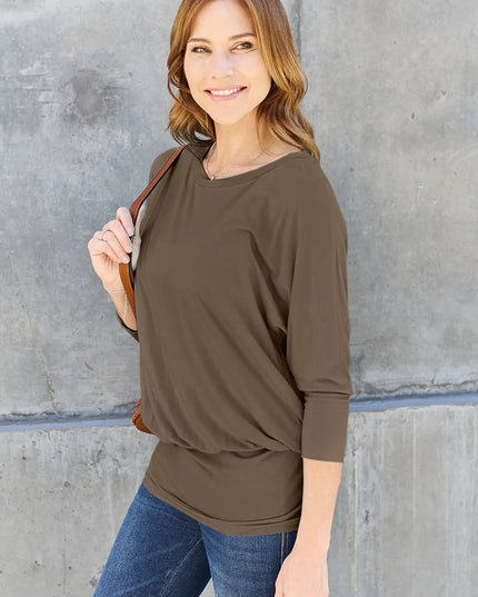 Basic Bae Full Size Round Neck Batwing Sleeve Top