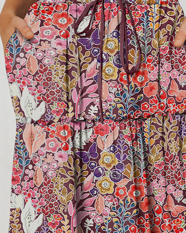 Floral Frill Trim Tiered Maxi Skirt