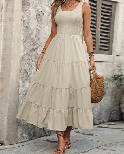 Ivy Lane Smocked Scoop Neck Sleeveless Tank Dress 