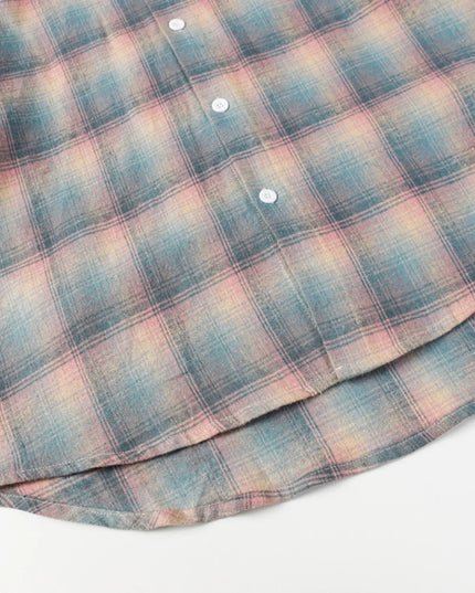 Men's Drawstring Plaid Button Up Hooded Shirt