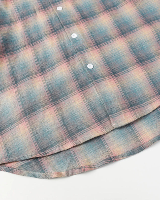 Men's Drawstring Plaid Button Up Hooded Shirt