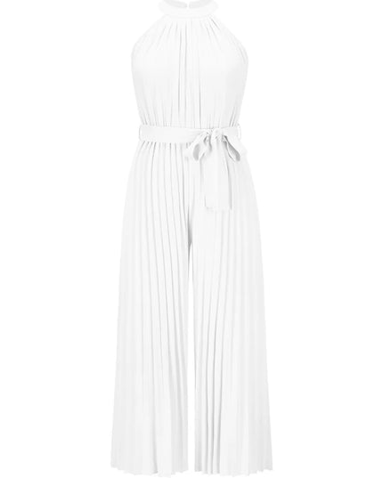 Cutout Tied Pleated Sleeveless Jumpsuit