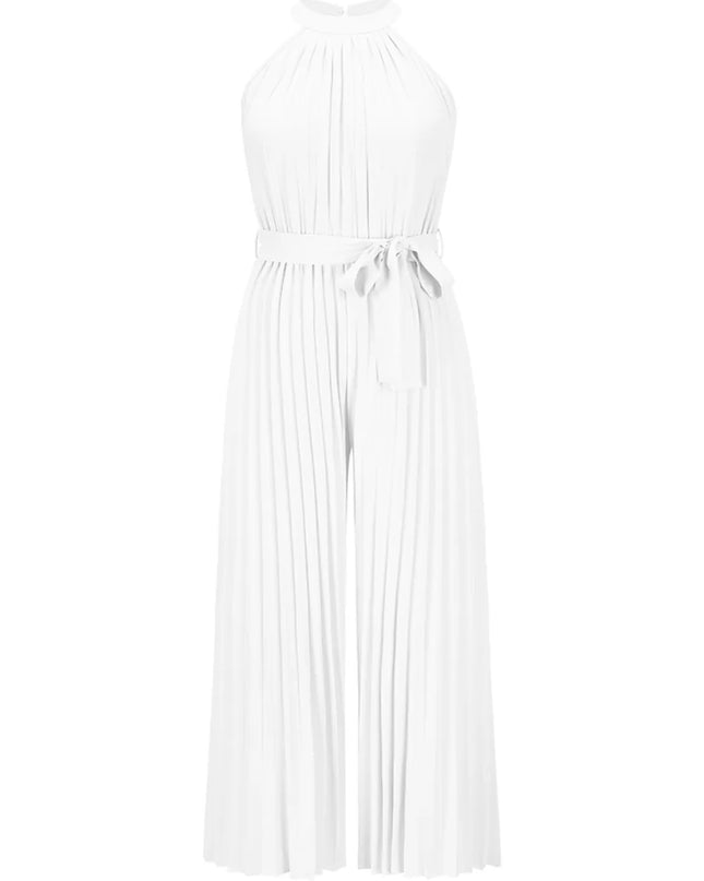 Cutout Tied Pleated Sleeveless Jumpsuit