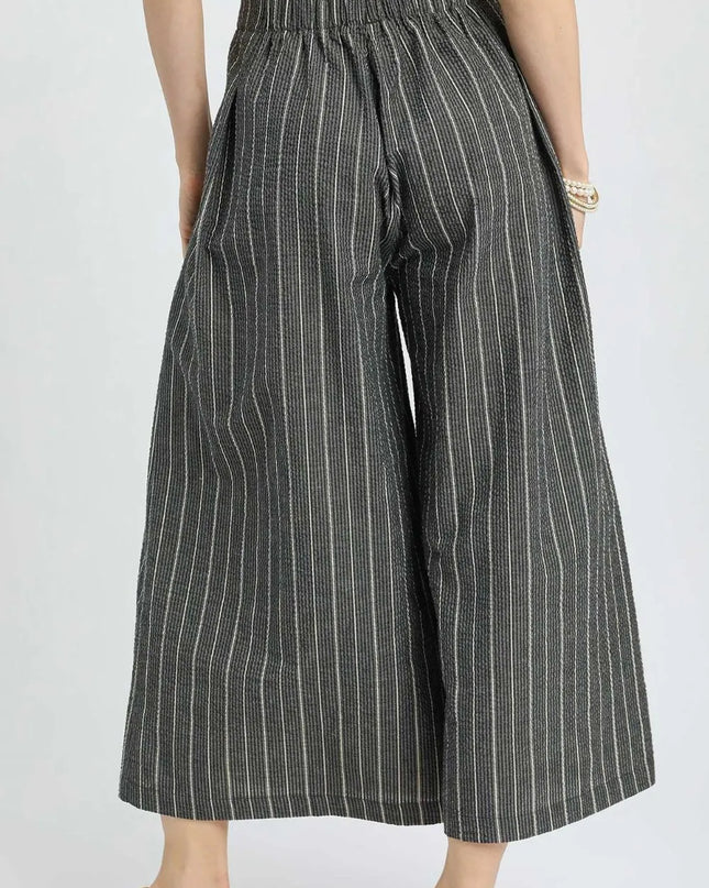 Umgee Pinstripe Crop Palazzo Pants 