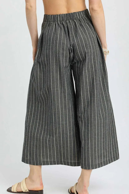 Umgee Pinstripe Crop Palazzo Pants 