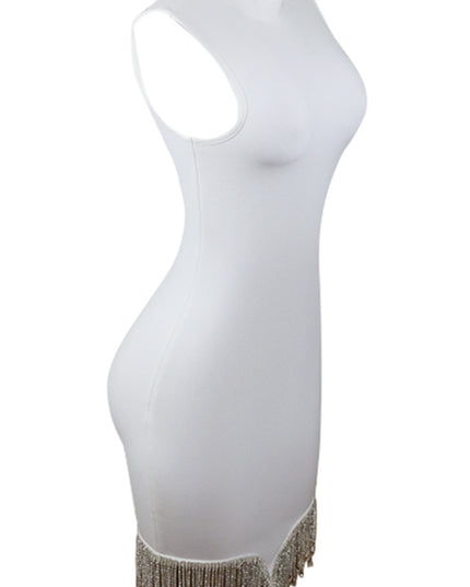 Rhinestone Tassel Hem Bodycon Dress