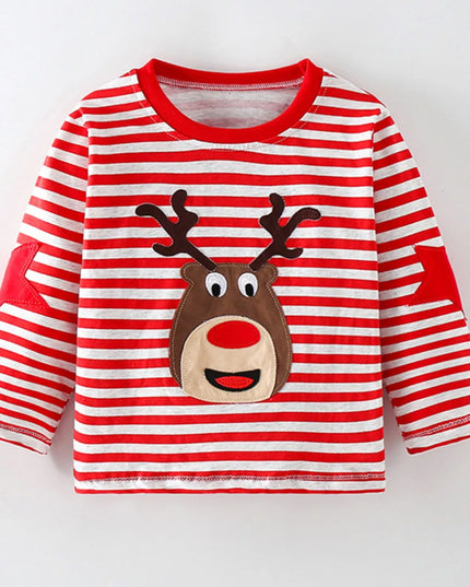 Children's Reindeer Striped Long Sleeve T-Shirt 8567