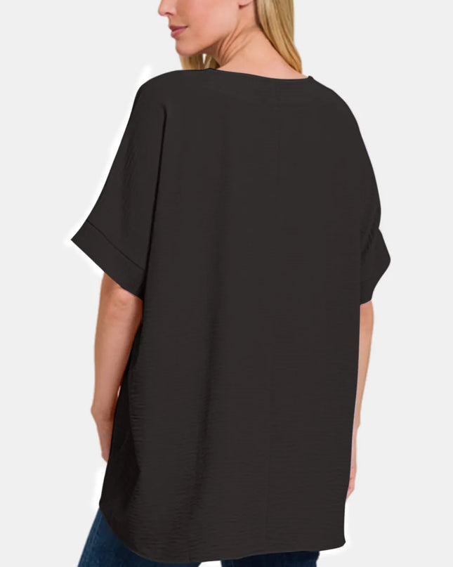 Zenana Full Size V-Neck Short Sleeve Top