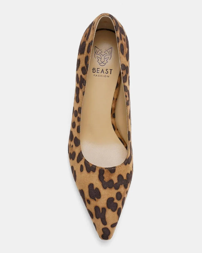 Beast Fashion Faux Suede Leopard Point Toe Pumps