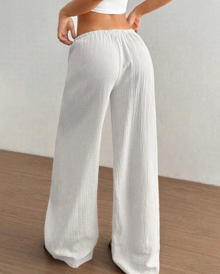 Wide Leg Drawstring Casual Pants