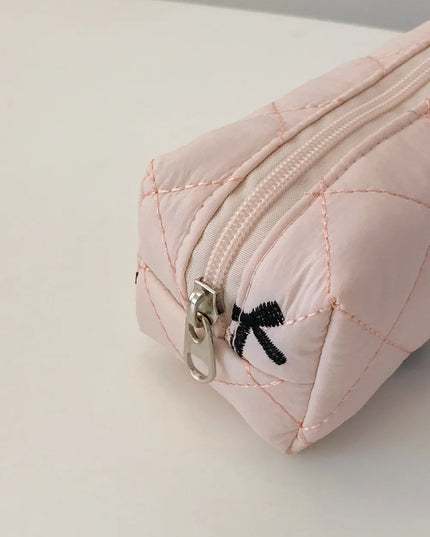 Bow Embroidered Quilted Storage Bag