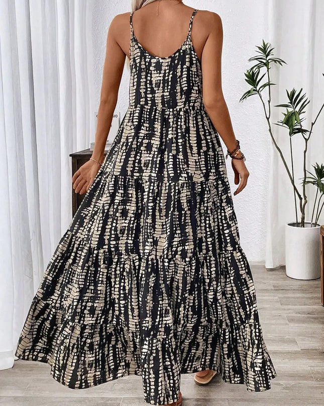 Printed Scoop Neck Maxi Cami Dress