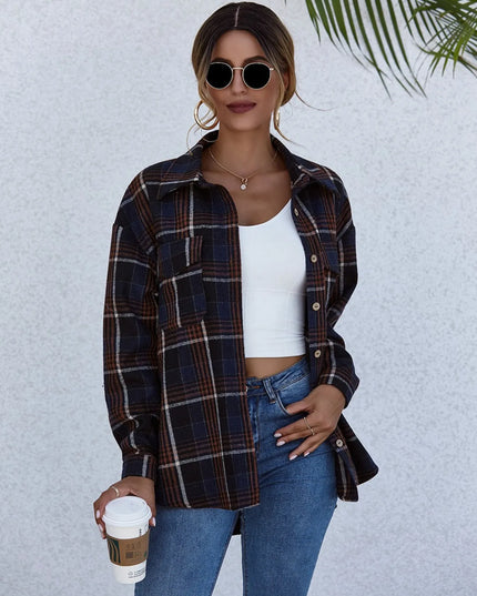 Plaid Button-Up Long Sleeve Shirt