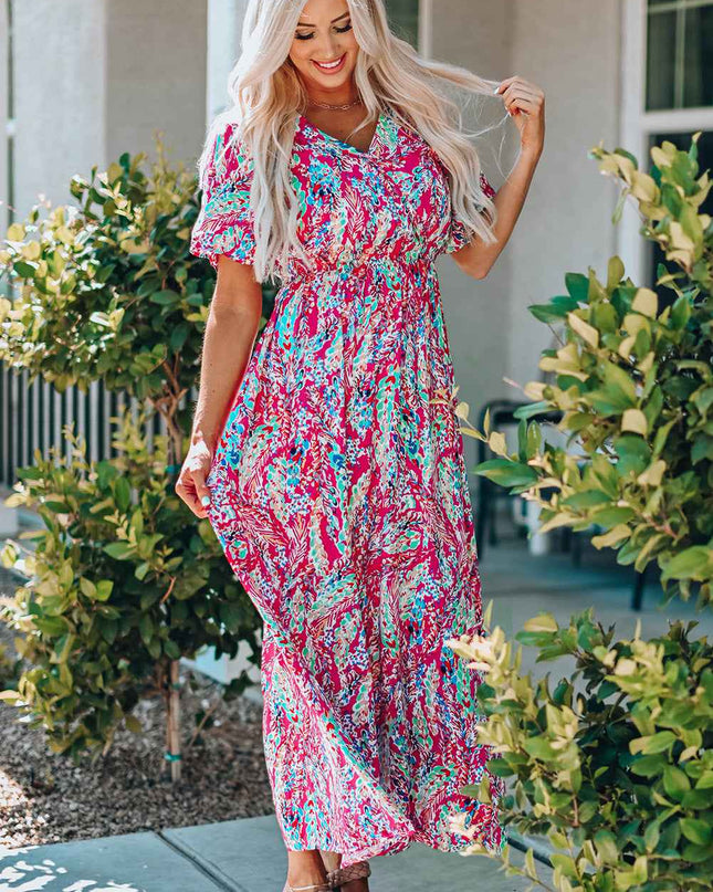 Multicolored V-Neck Maxi Dress