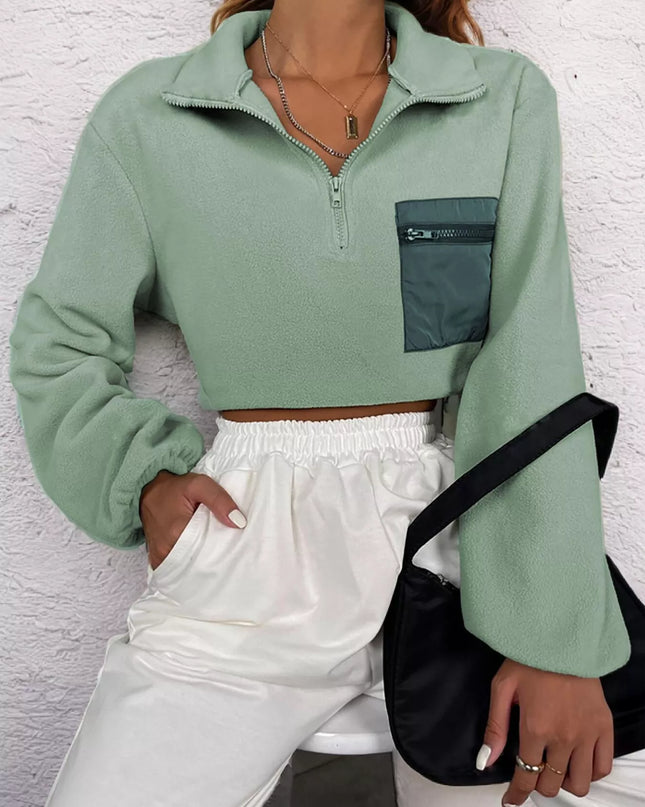 Half Zip Dropped Shoulder Sweatshirt