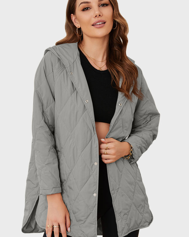 Snap Down Hooded Slit Winter Coat