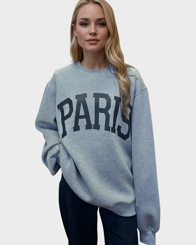 Basic Bae PARIS Round Neck Long Sleeve Air Scuba Sweatshirt