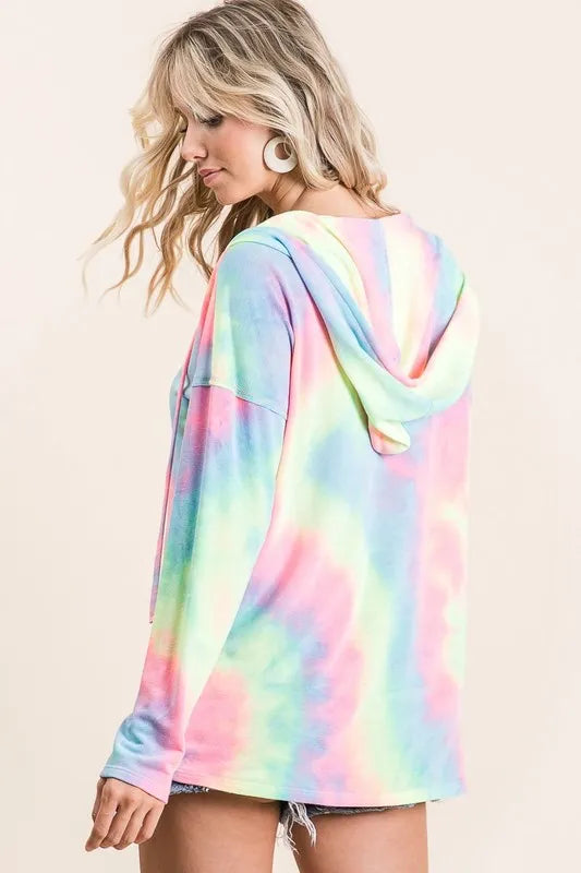 BiBi Tie Dye Terry Long Sleeve Hoodie