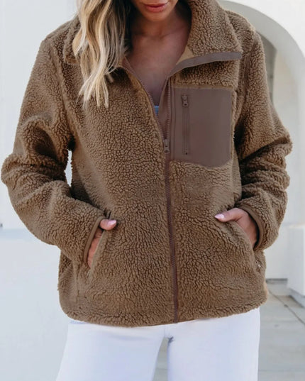 Zip Up Long Sleeve Plush Jacket