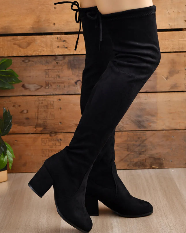 Round Toe Block Heel Boots