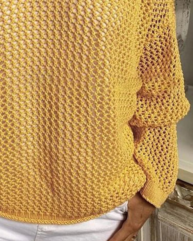 Openwork Long Sleeve Hooded Knit Cover Up