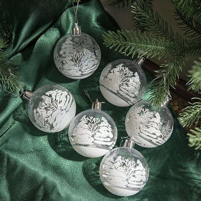 Transparent Acrylic Painted Ball Christmas Ball Decoration Pendant Hanging Ball Ornament Christmas Snow Globe Snow 6 61g