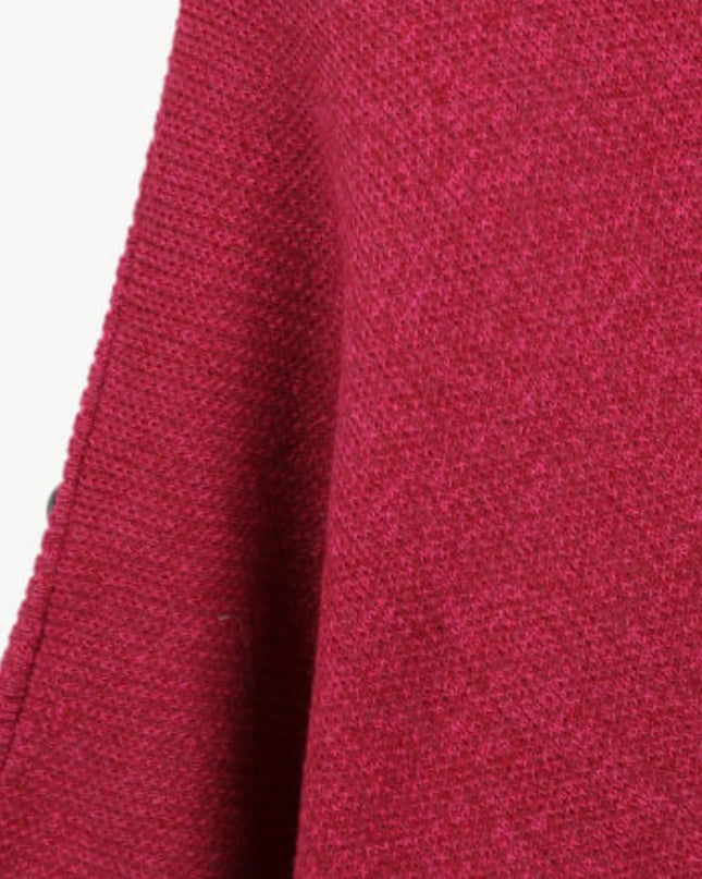 Turtleneck Buttoned Poncho