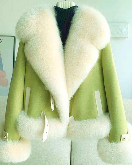 Chic Pink Faux Fur Coat - Winter Elegance For Women Green