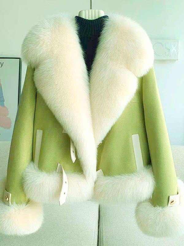 Chic Pink Faux Fur Coat - Winter Elegance For Women Green
