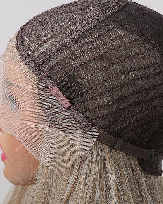 13*2" Lace Front Wigs Synthetic Long Wave 24" 150% Density in Medium Blonde Highlights