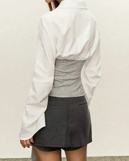Long Sleeve Tie Front Blouse 