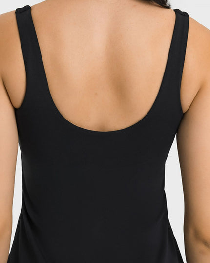 Millennia Square Neck Sports Tank Dress with Full Coverage Bottoms