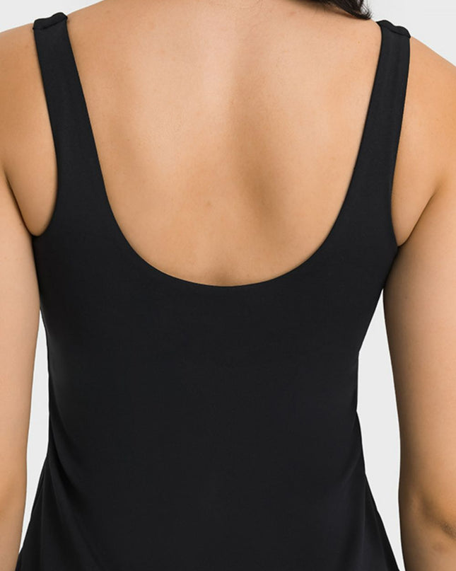 Millennia Square Neck Sports Tank Dress with Full Coverage Bottoms