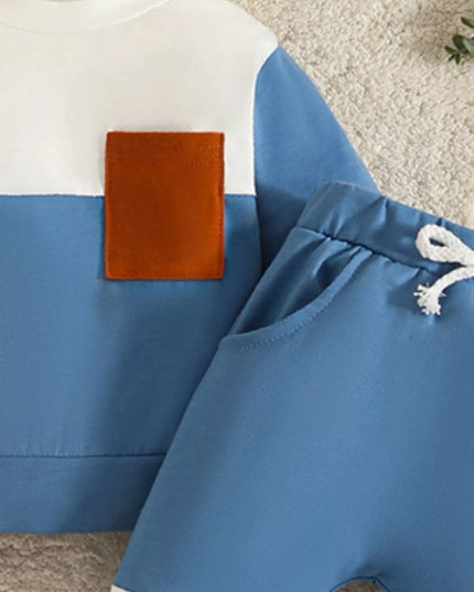 Children's Color Block Pocket Detail Top and Pants Outfit Set