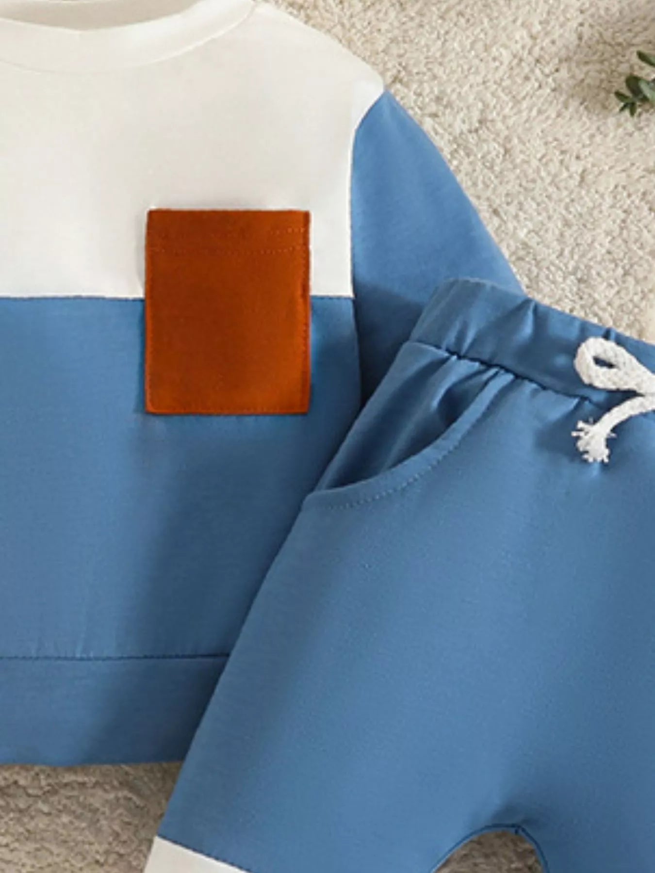 Children's Color Block Pocket Detail Top and Pants Outfit Set