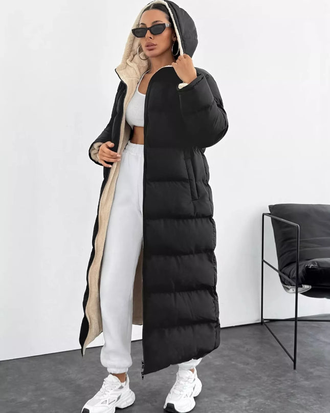 Quilted Hooded Longline Puffer Coat